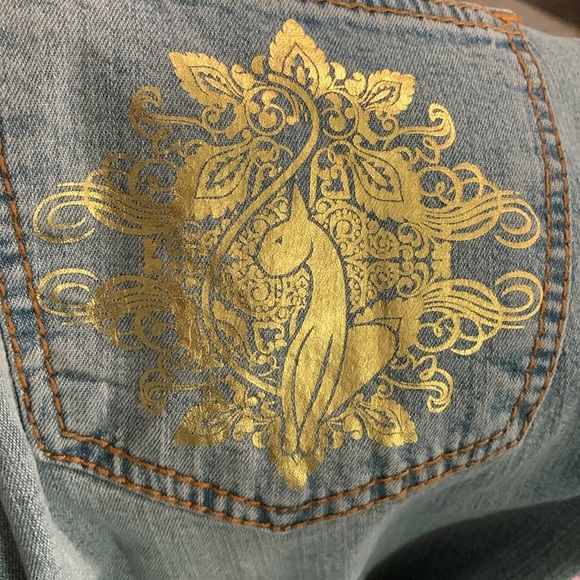 Vintage Y2K Authentic Baby Phat Low Rise Flare Jeans With Gold‎ Design Size 9 - Picture 11 of 11